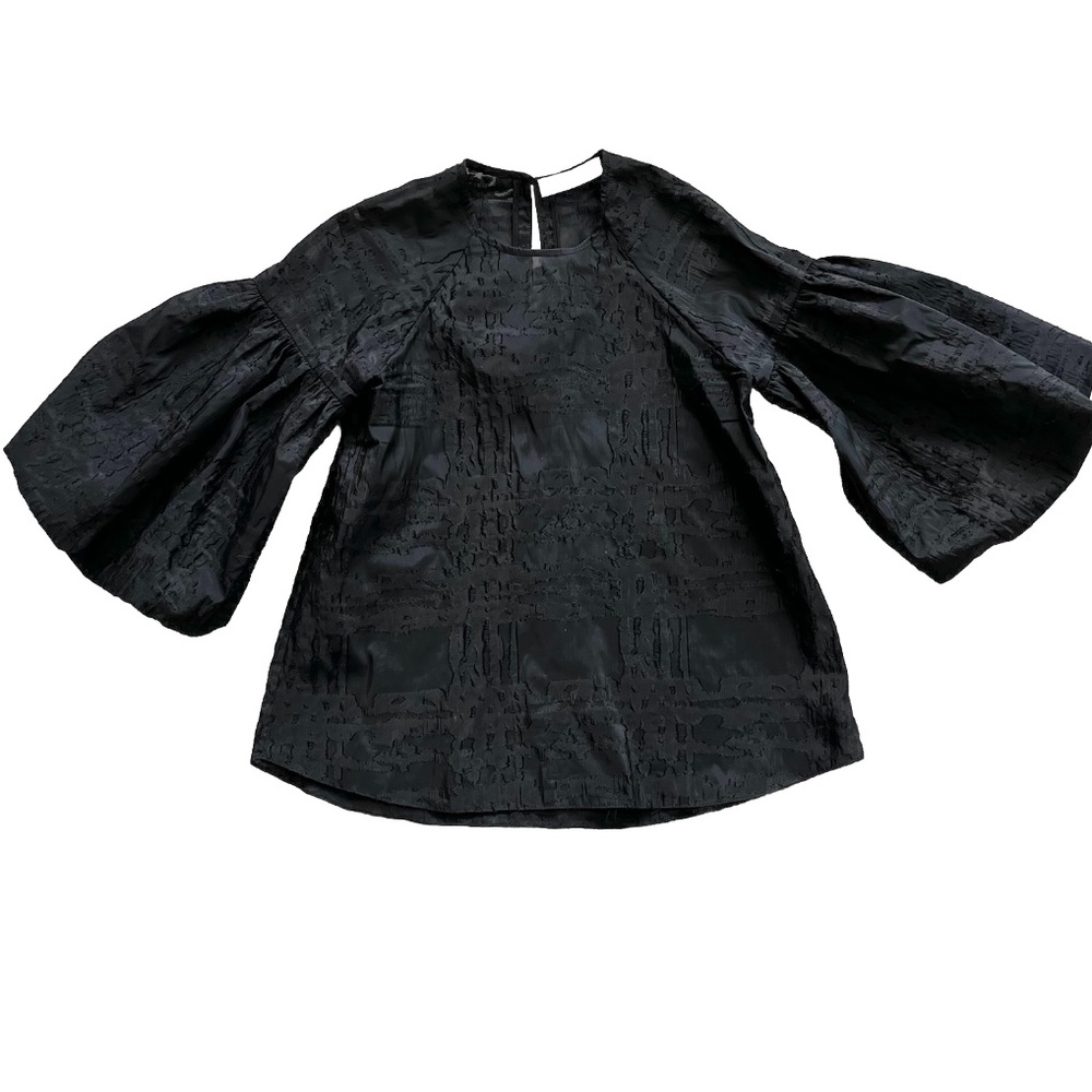 HUNTER BELL NEW YORK BLACK ORGANZA STYLE SEMI SHEER TOP SIZE XS MODERN CHIC - Picture 7 of 7